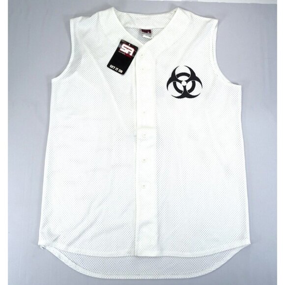 Vintage 90s‎ Southern Athletic Baseball Softball Biohazard Jersey DIZ 7 White XL - Picture 1 of 7